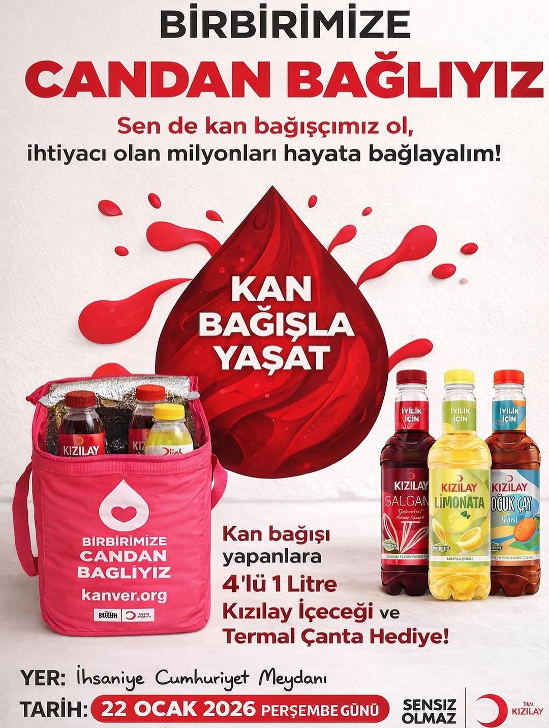 İhsaniye Cumhuriyet Meydanı'nda Kızılay Kan Bağışı Etkinliği Düzenlenecek