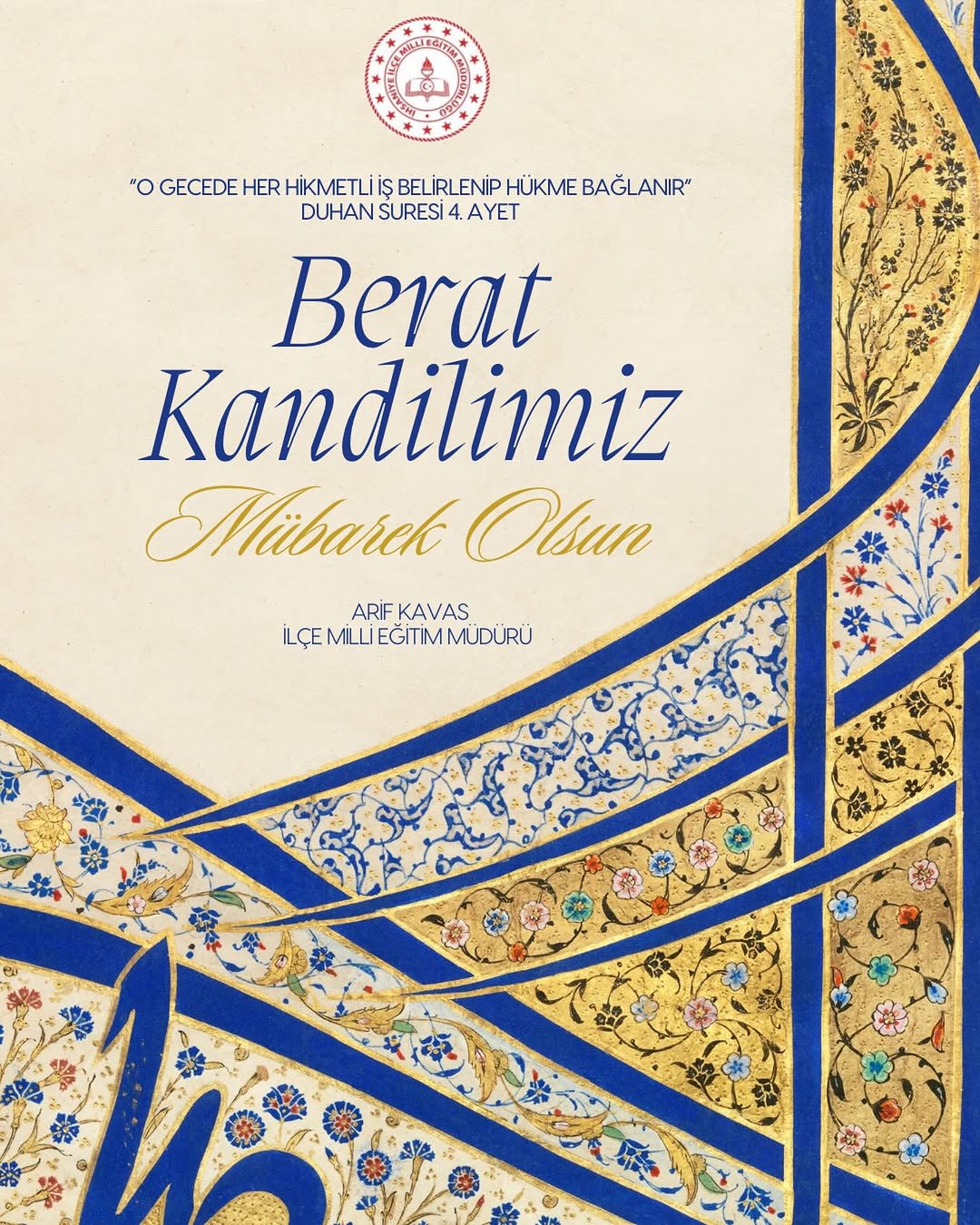 İhsaniye İlçe Milli Eğitim Müdürlüğü'nden Berat Kandili Paylaşımı