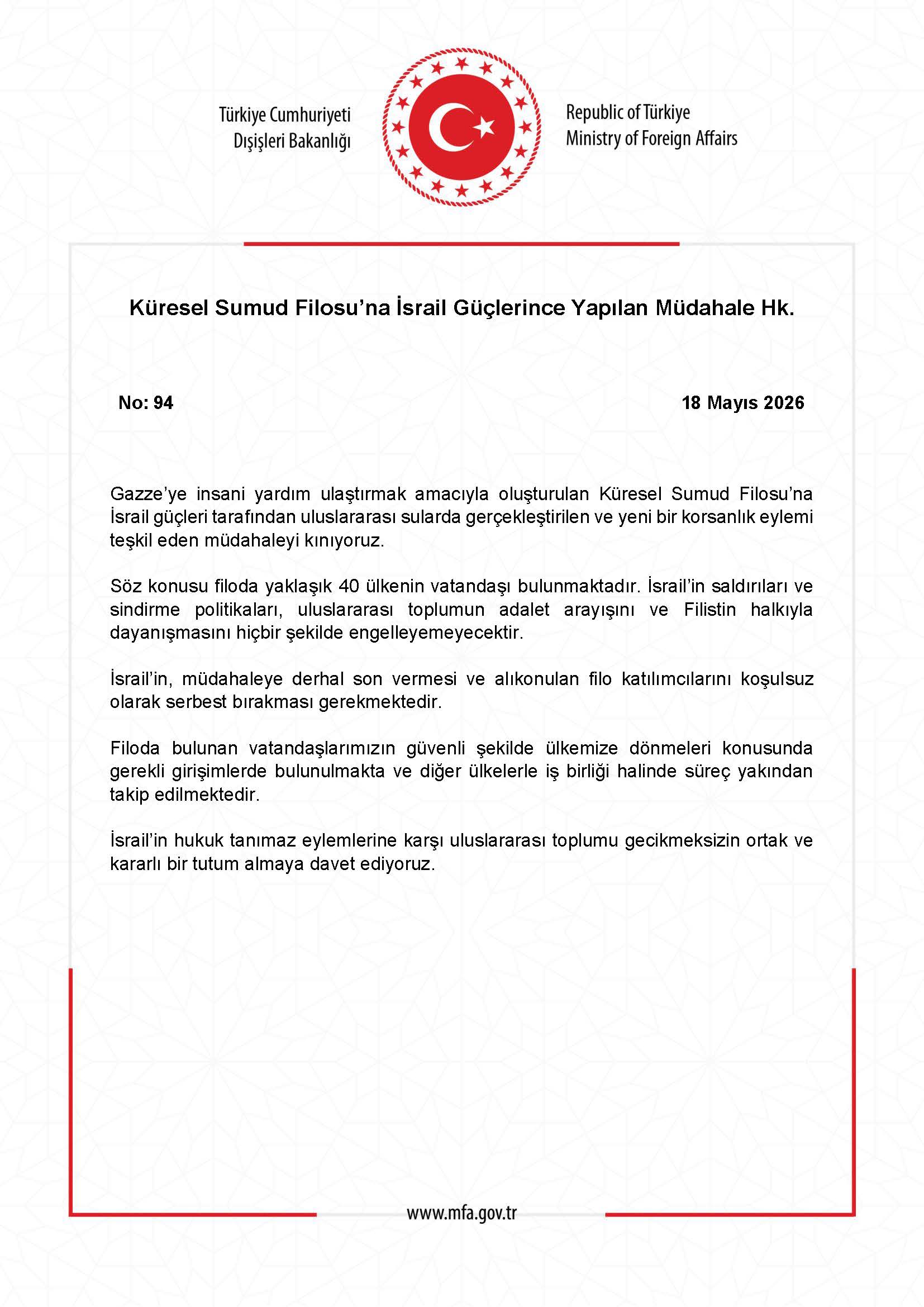 İsrail Güçleri Küresel Filoya Müdahale Etti