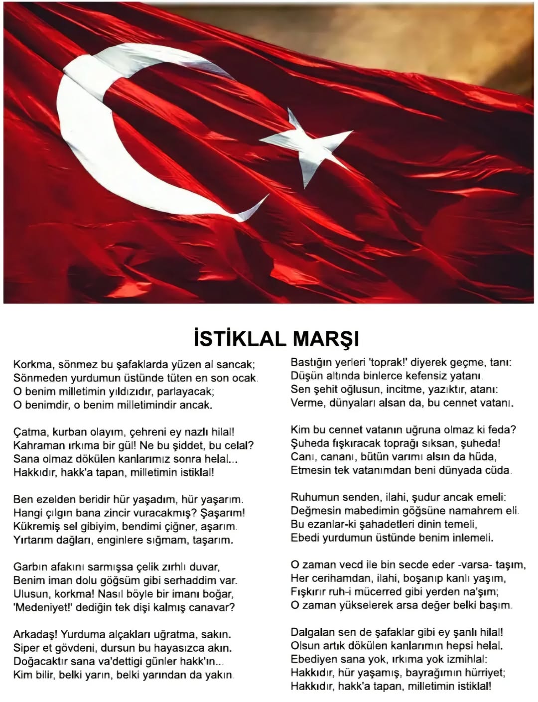 İstiklâl Marşı'nın Kabul Edilişinin Yıl Dönümü Kutlu Olsun