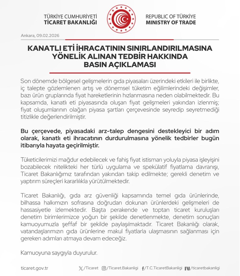 Kanatlı Eti İhracatında Yeni Tedbirler