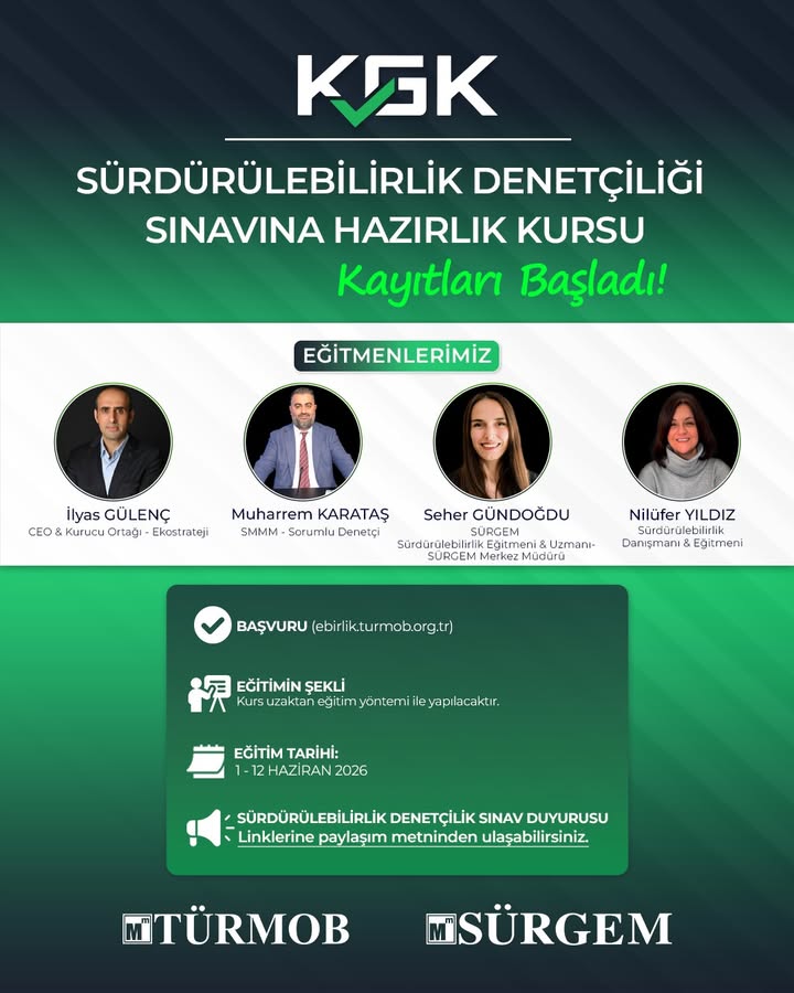 KGK Sürdürülebilirlik Denetçiliği Sınavı'na Hazırlık Kursu Kayıtları Başladı!