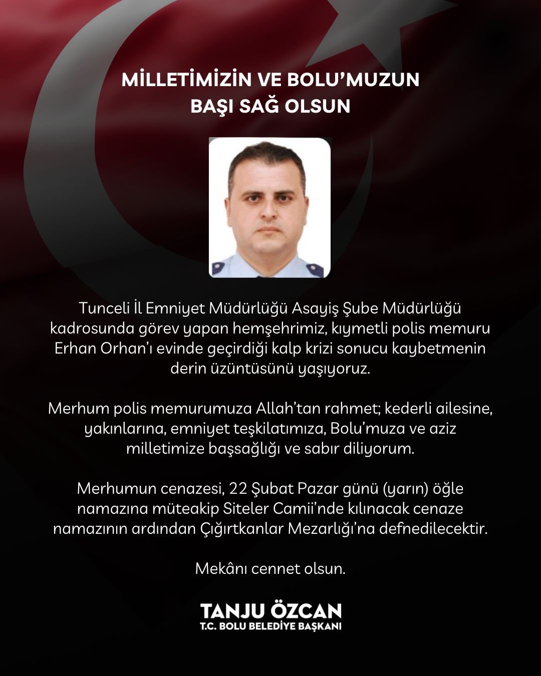 Polis Memuru Erhan Orhan Hayatını Kaybetti