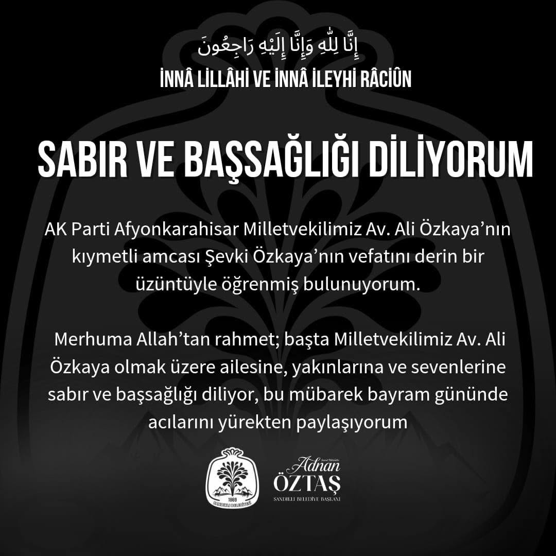 Sandıklı Belediye Başkanı Adnan Öztaş'tan Anlamlı Paylaşım