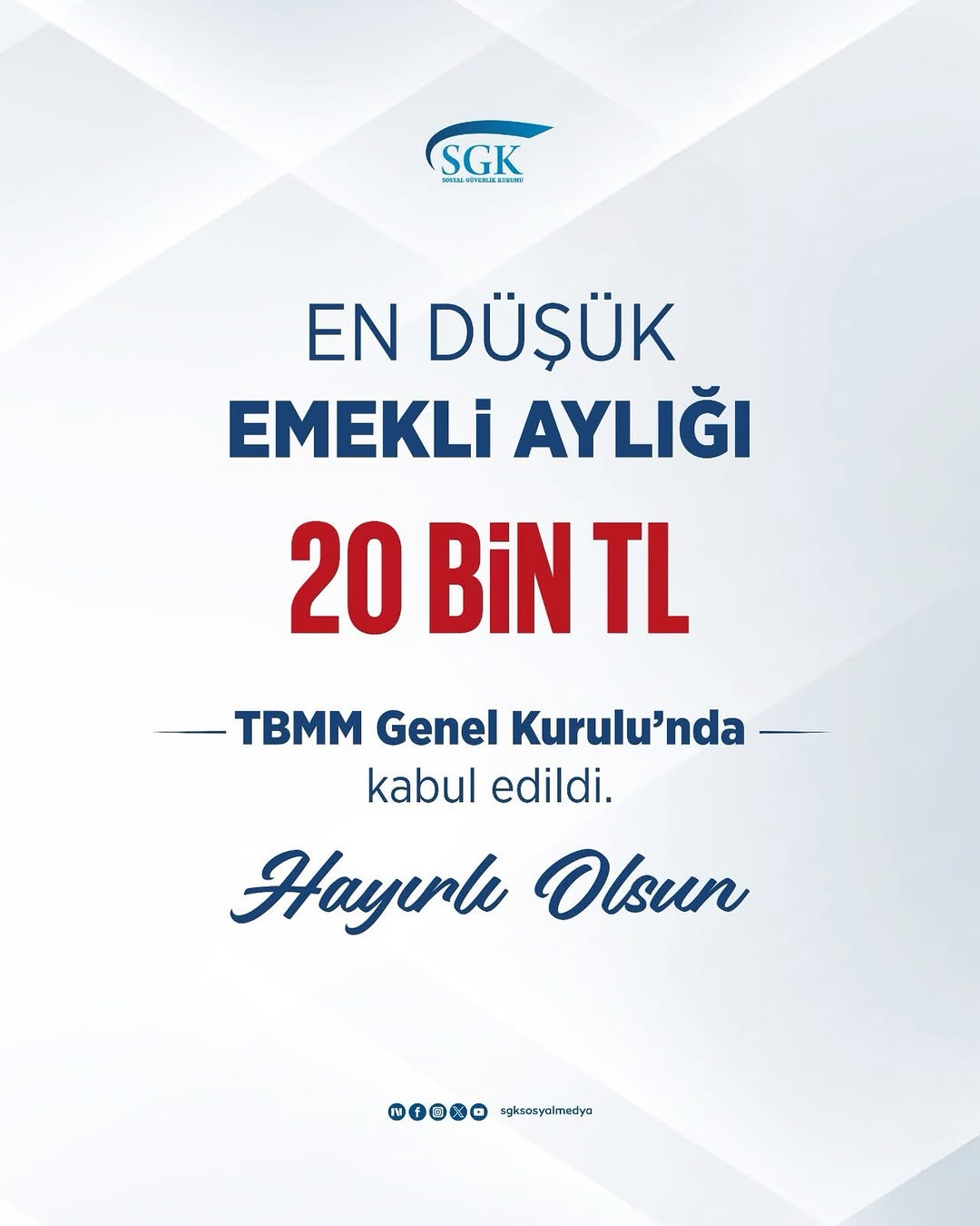 TBMM Genel Kurulu'nda En Düşük Emekli Aylığı 20 Bin TL'ye Yükseltildi