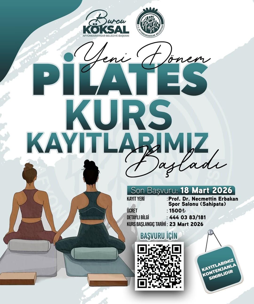 T.C. Afyonkarahisar Belediyesi Pilates Kurs Kayıtları Başladı! ????