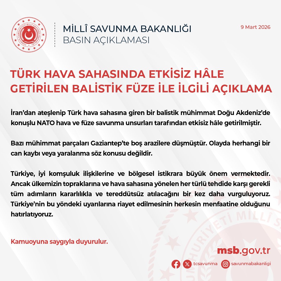 Türk Hava Sahasında Füze İmhası