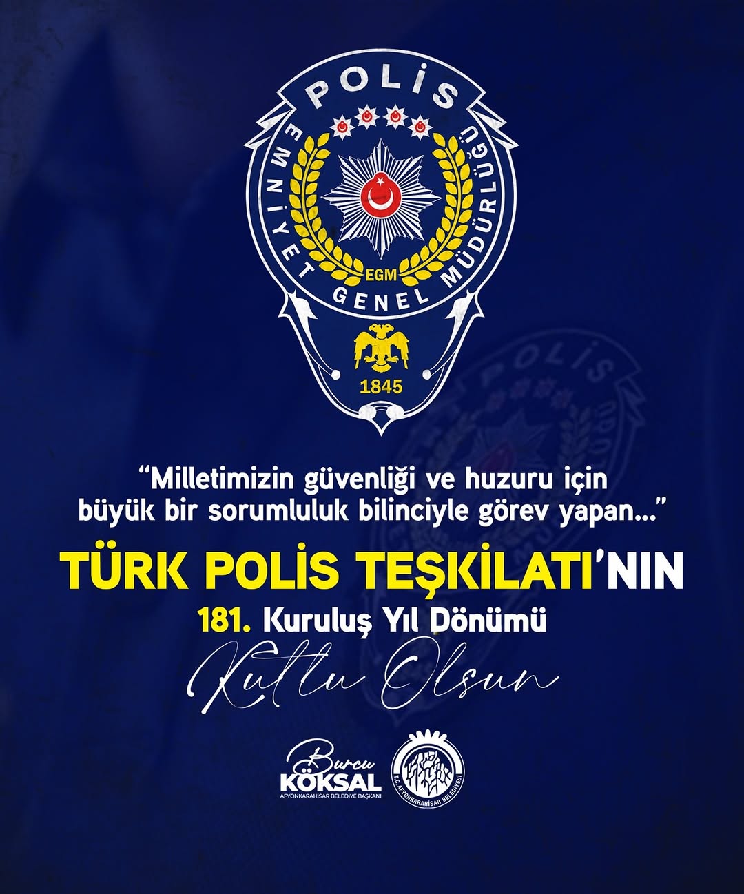 Türk Polis Teşkilatı'nın 181. Kuruluş Yıl Dönümü Kutlaması