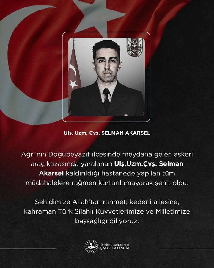 Türkiye Cumhuriyeti İçişleri Bakanlığı'ndan Başsağlığı Mesajı
