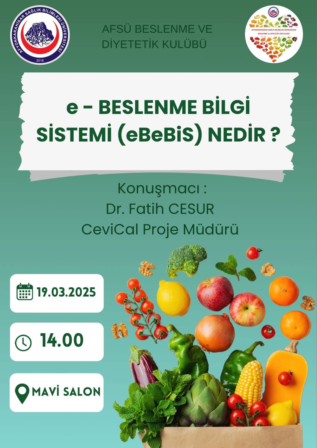 Afyonkarahisar Sağlık Bilimleri Üniversitesi e-Beslenme Bilgi Sistemi (eBeBİS) Yayında