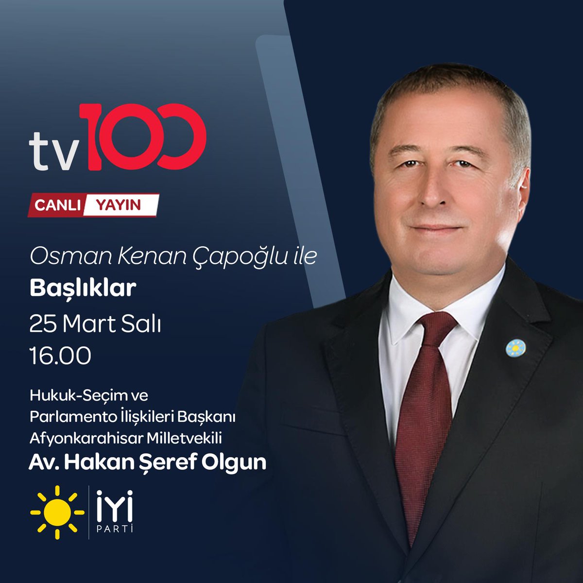 İyi Parti Genel Başkan Yardımcısı Olgun, TV Programına Katılacak