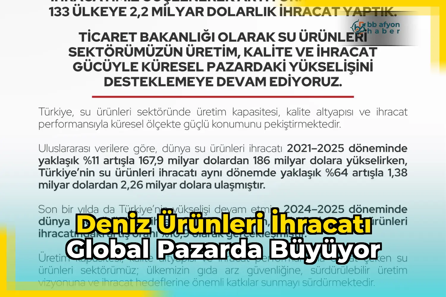 Deniz ürünleri ihracatı global pazarda büyüyor