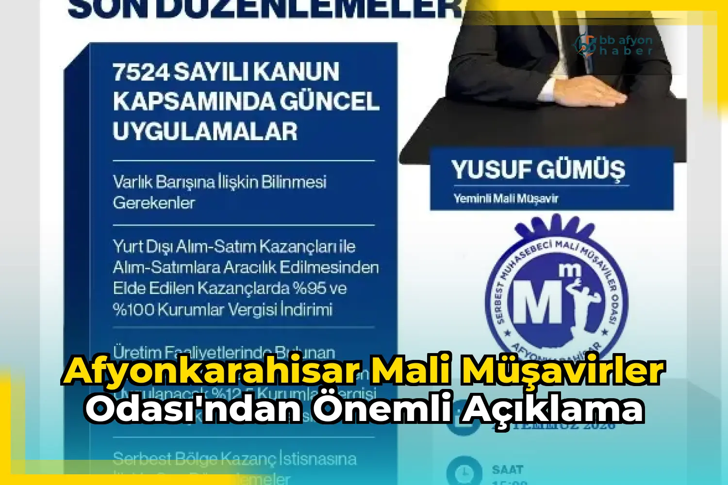 Afyonkarahisar Mali Müşavirler Odası'ndan Önemli Açıklama
