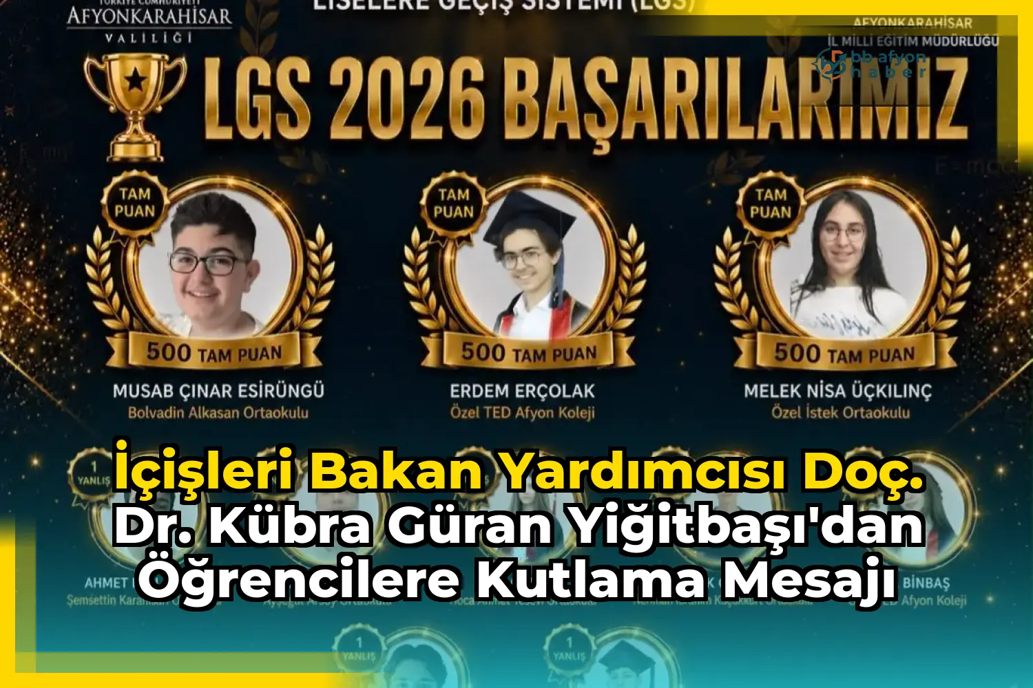 İçişleri Bakan Yardımcısı Doç. Dr. Kübra Güran Yiğitbaşı'dan Öğrencilere Kutlama Mesajı