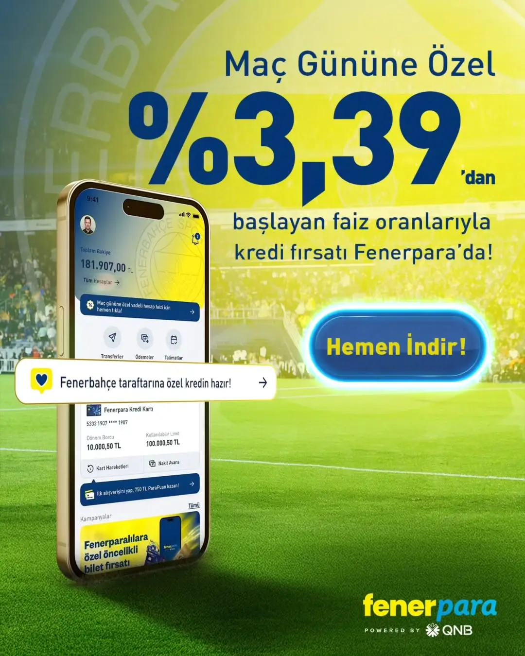 Fenerbahçe'nin Özel Kredi Fırsatı: %3,39 Faiz Oranlarıyla!