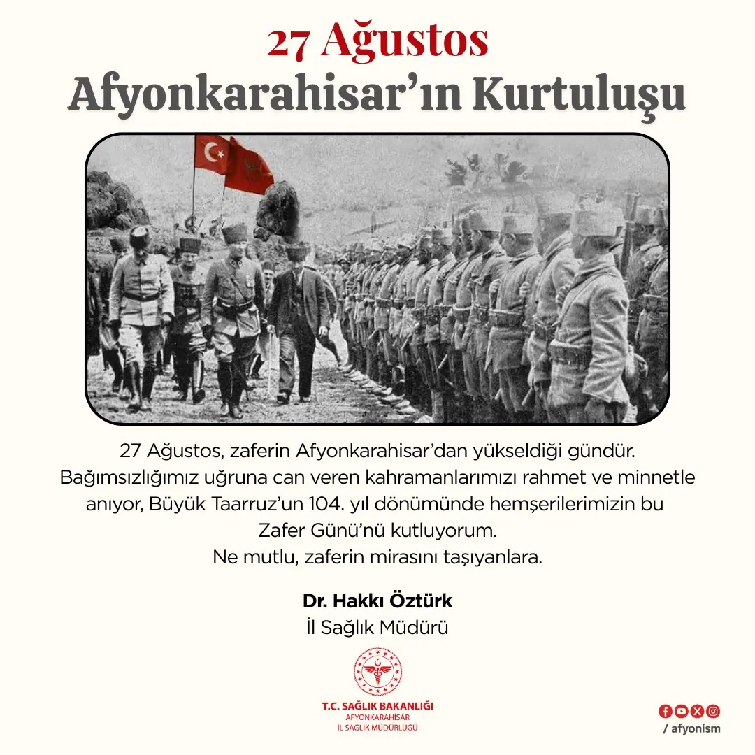 27 Ağustos Zafer Günü Afyonkarahisar'da Kutlandı