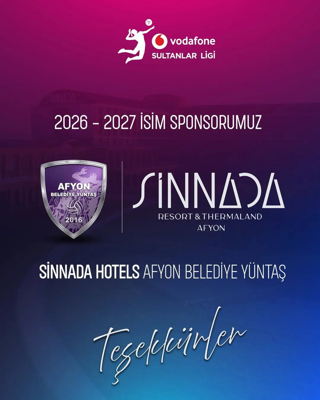 Afyon Belediye Yüntaş Kadın Voleybol Takımı'na SİNNADA Hotels'ten Destek