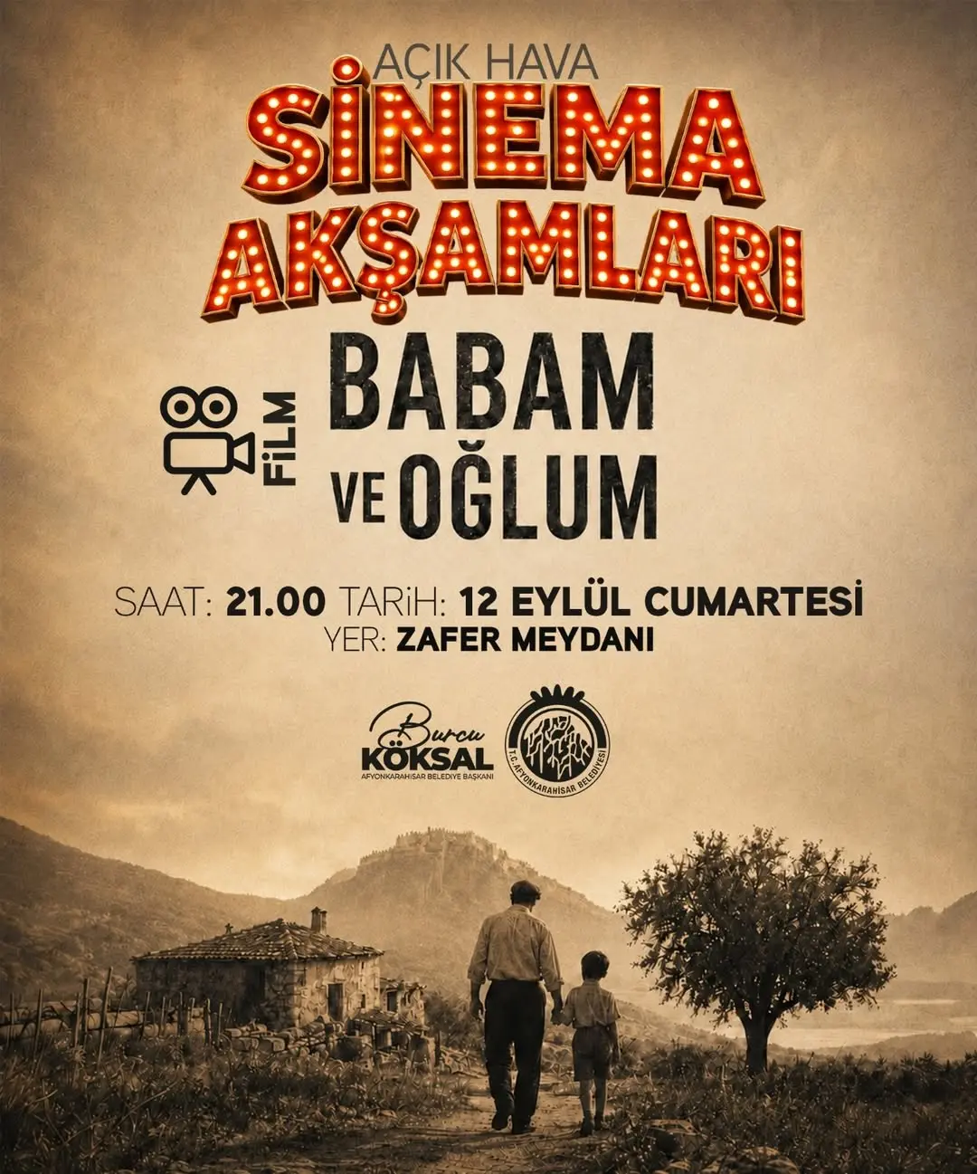 Afyonkarahisar Belediyesi Açık Hava Sinema Akşamları Devam Ediyor