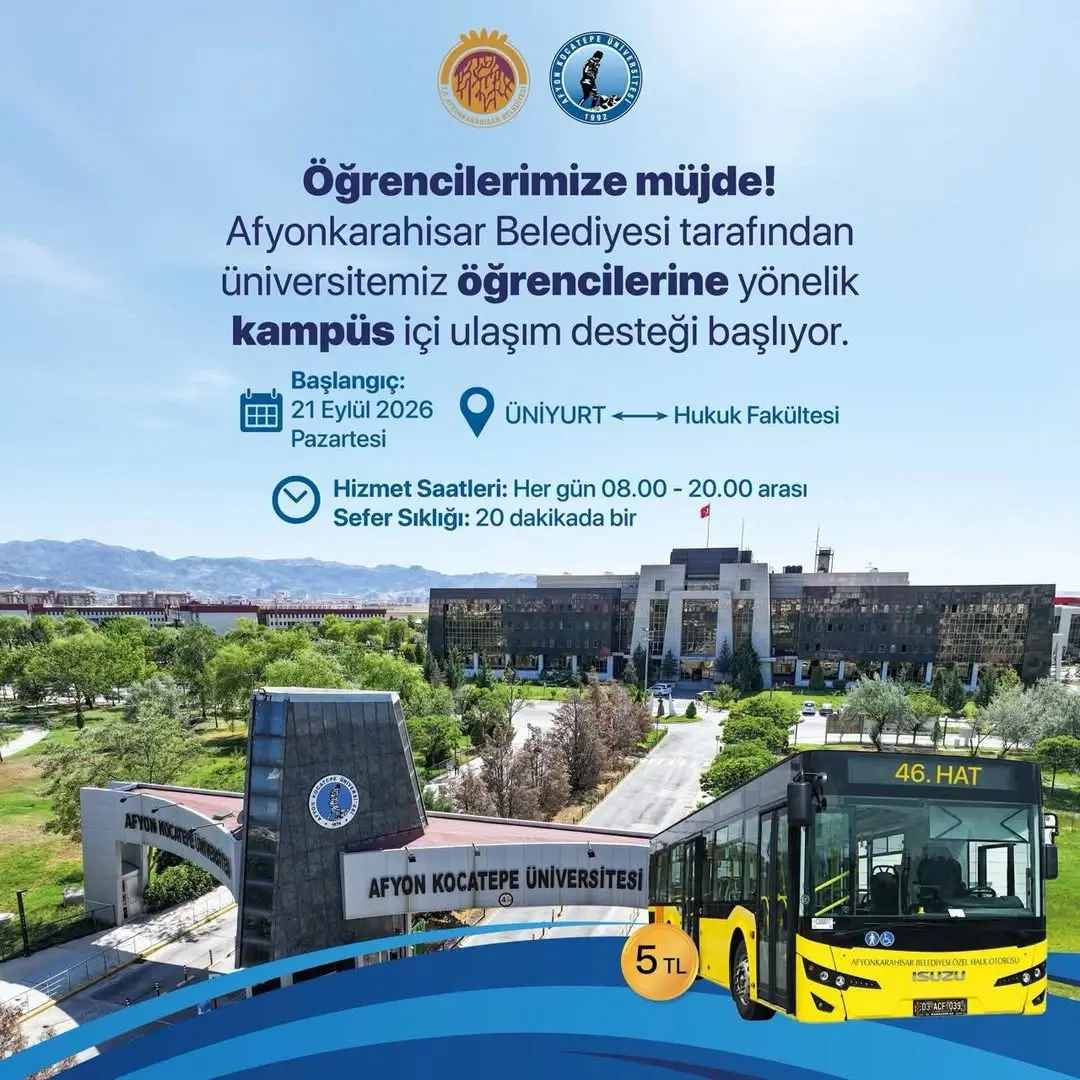 Afyonkarahisar Belediyesi'nden Üniversite Öğrencilerine Ulaşım Desteği