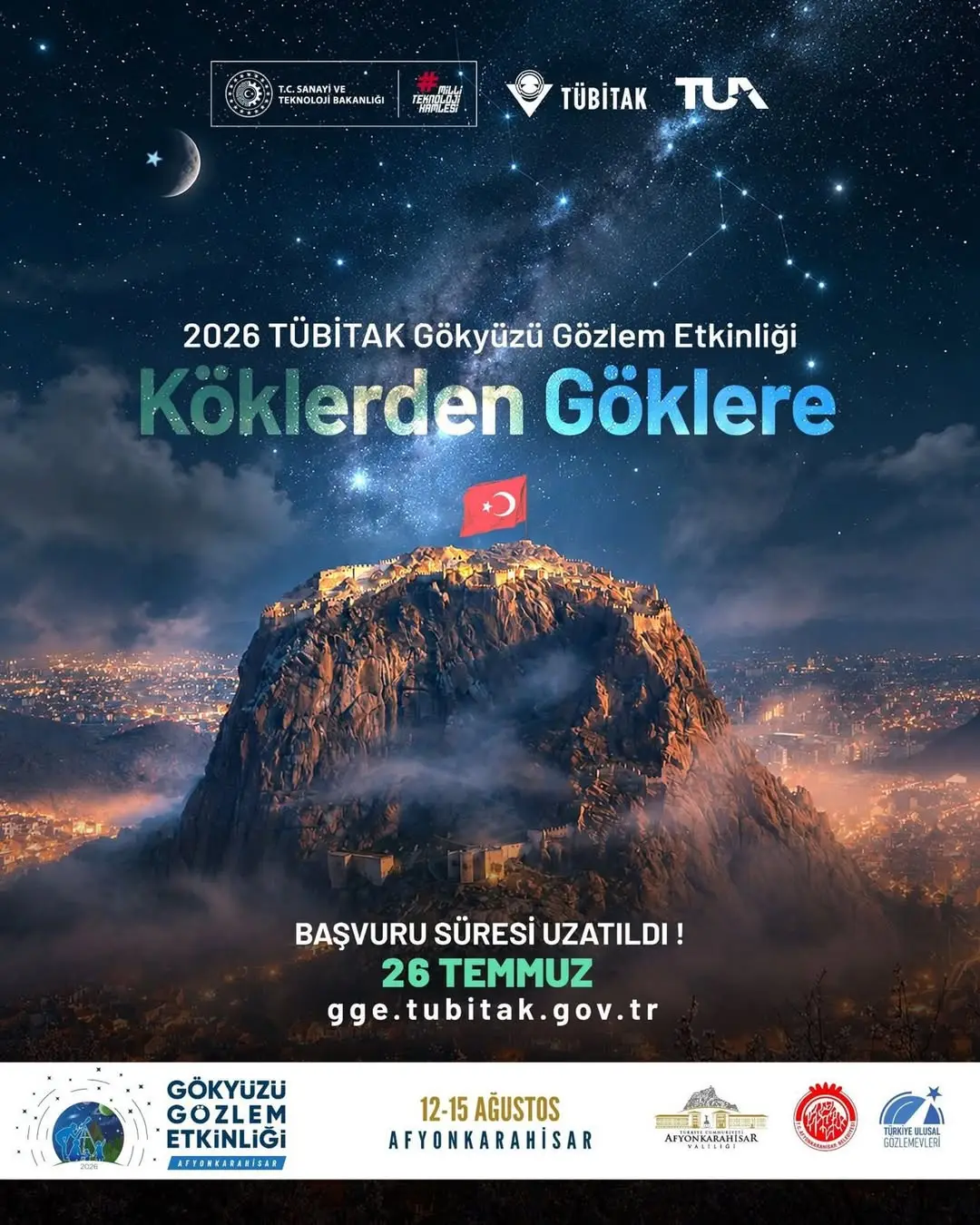 Afyonkarahisar'da TÜBİTAK Gökyüzü Gözlem Etkinliği 12-15 Ağustos'ta!