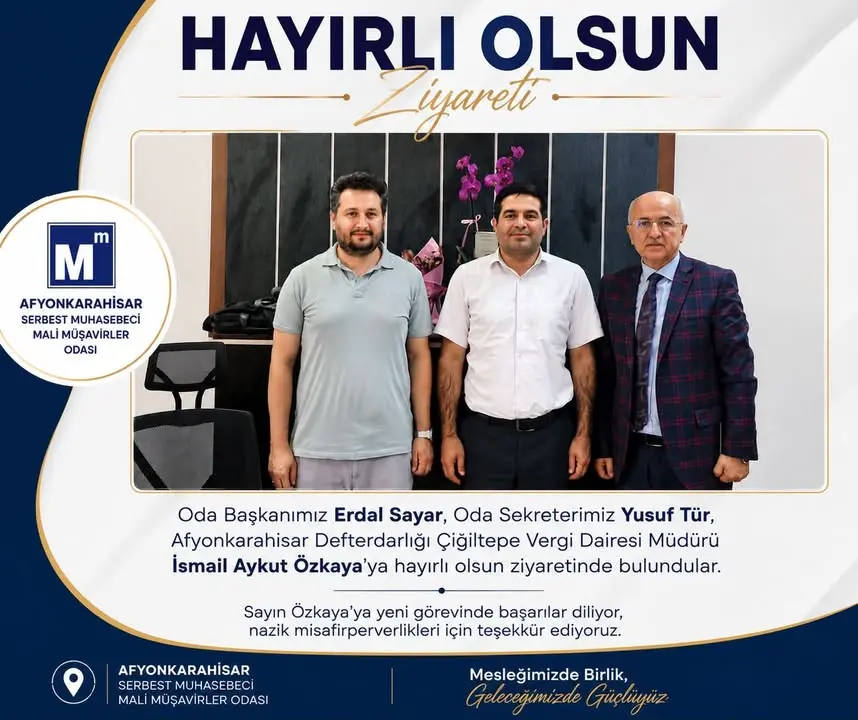 Afyonkarahisar Mali Müşavirler Odası'ndan Vergi Dairesi Müdürü İsmail Aykut Özkaya'ya Ziyaret