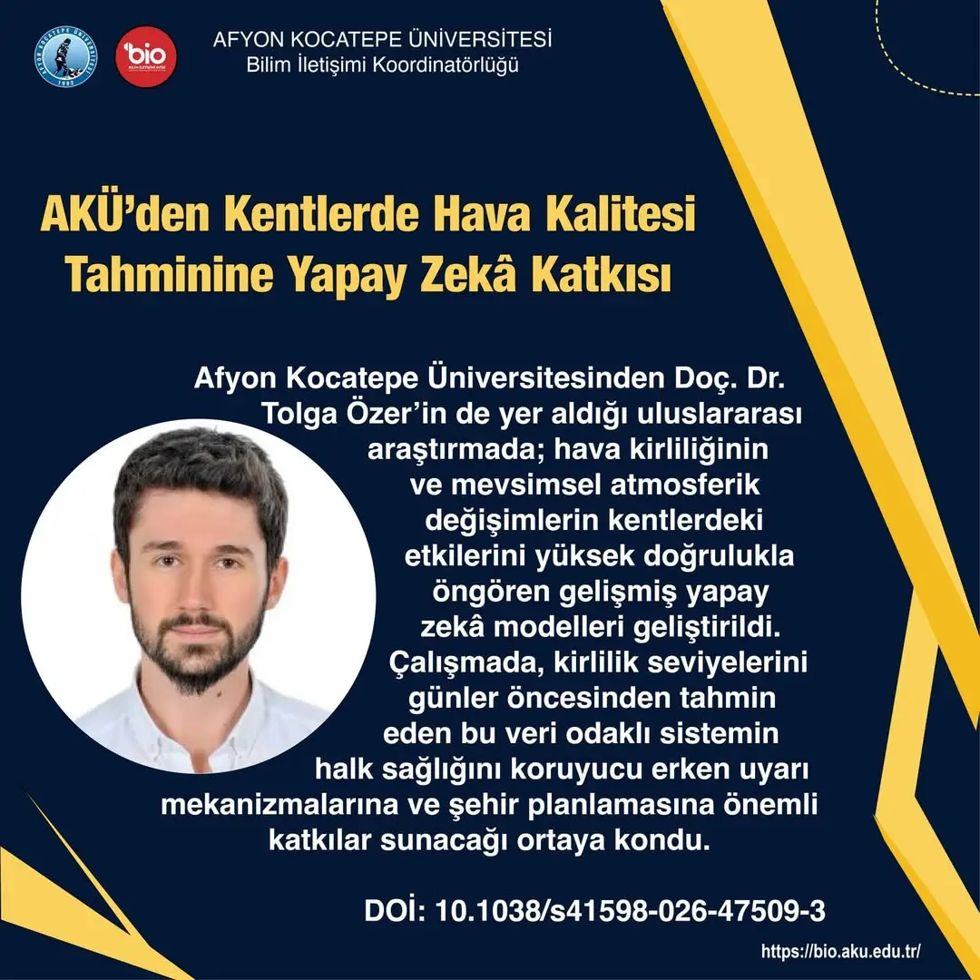 AKÜ’den Kentlerde Hava Kalitesi Tahminine Yapay Zekâ Katkısı