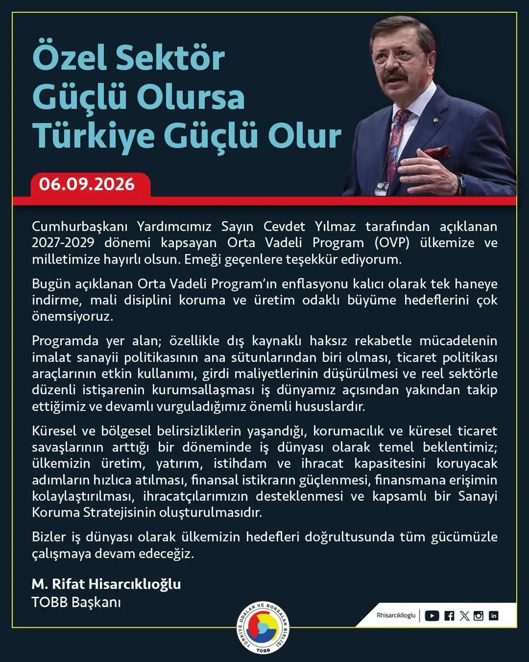Cumhurbaşkanı Yardımcısı Cevdet Yılmaz tarafından açıklanan Orta Vadeli Program