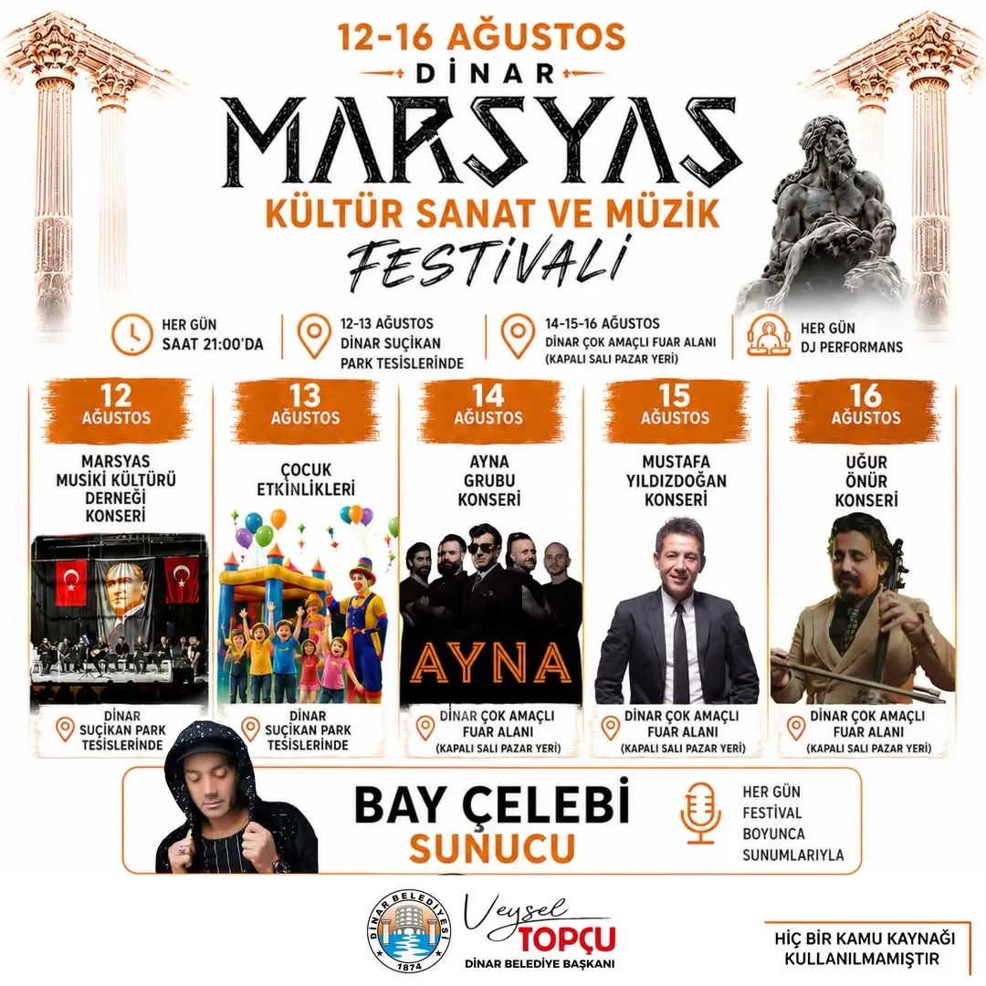 Dinar Belediye Başkanı Veysel Topçu'nun Öncülüğünde Düzenlenen Dinar Marsyas Kültür, Sanat ve Müzik Festivali