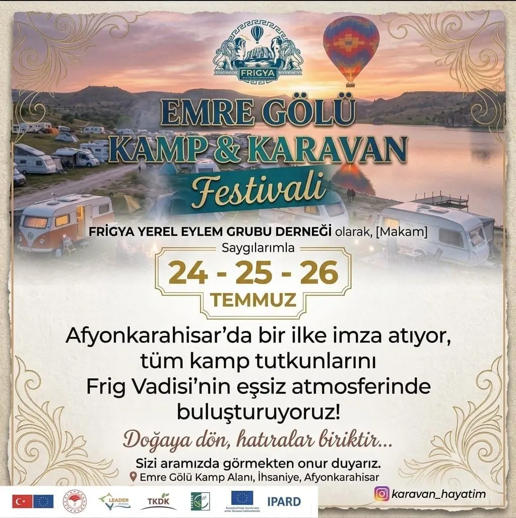 Döğer Belediyesi'nden Emre Gölü Kamp ve Karavan Festivali Davetiyesi