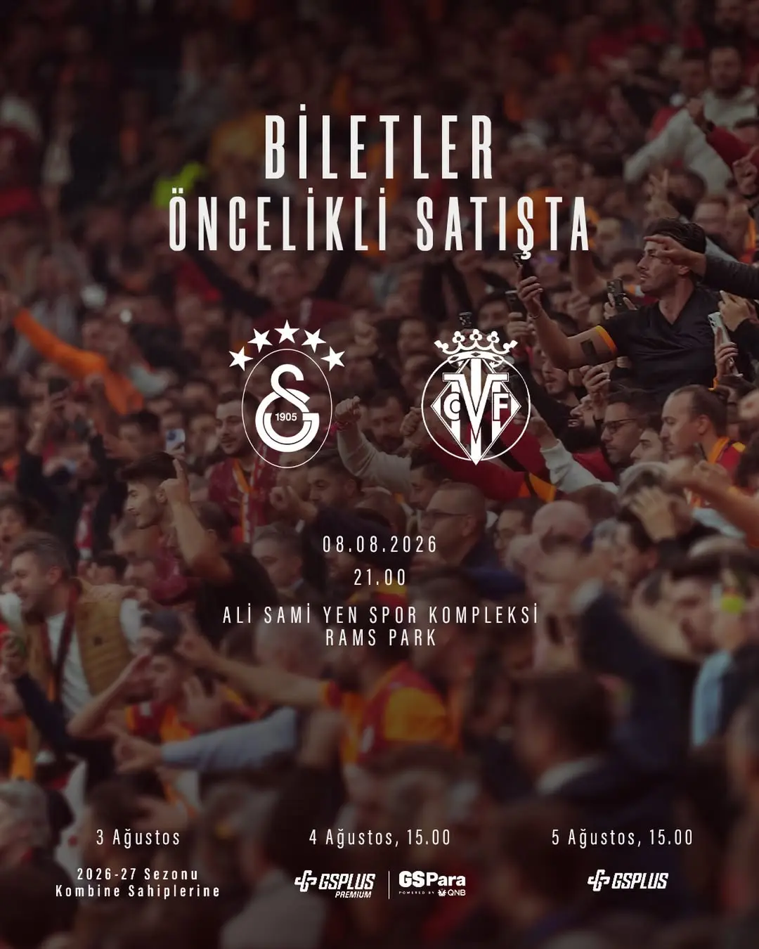 Galatasaray, Villarreal CF Karşılaşması Biletlerini Satışa Sundu