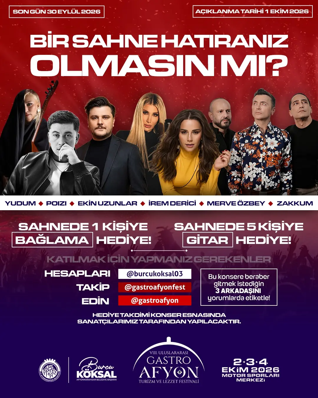 GastroAfyon Festivali'nden Müzikseverlere Büyük Çekiliş!