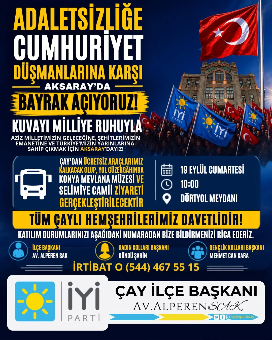 İYİ Parti, Çay İlçe Başkanlığı Tarafından Düzenlenen 'Bayrak Açıyorum' Mitingi