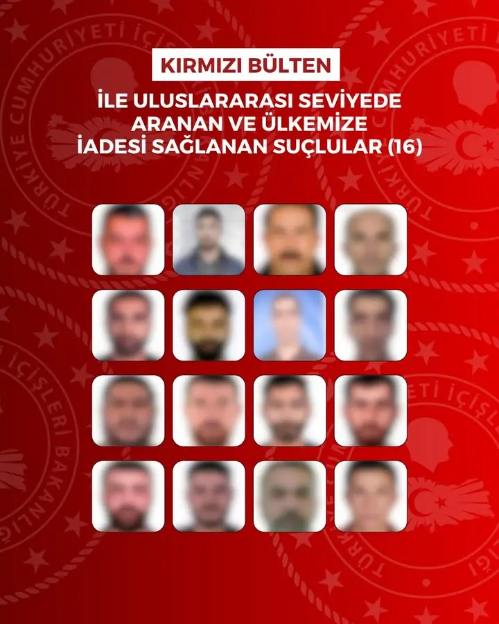 T.C. İçişleri Bakanlığı'nın Paylaşımı: Uluslararası ve Ulusal Seviyede Aranan Şahıslar Ülkeye Getirildi
